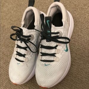 Nike Women’s White Sneakers with Black and Teal Accents